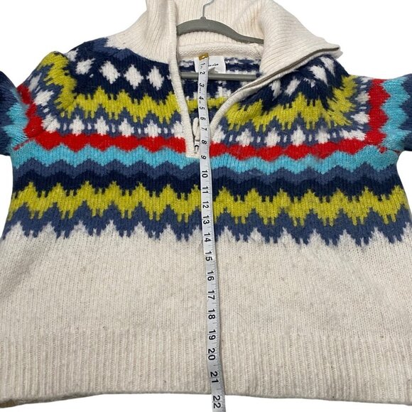 Fair Isle 1/4 Zip chunky Knit Sweater Ribbed Collar Nordic Pattern Womens XS - Picture 9 of 10